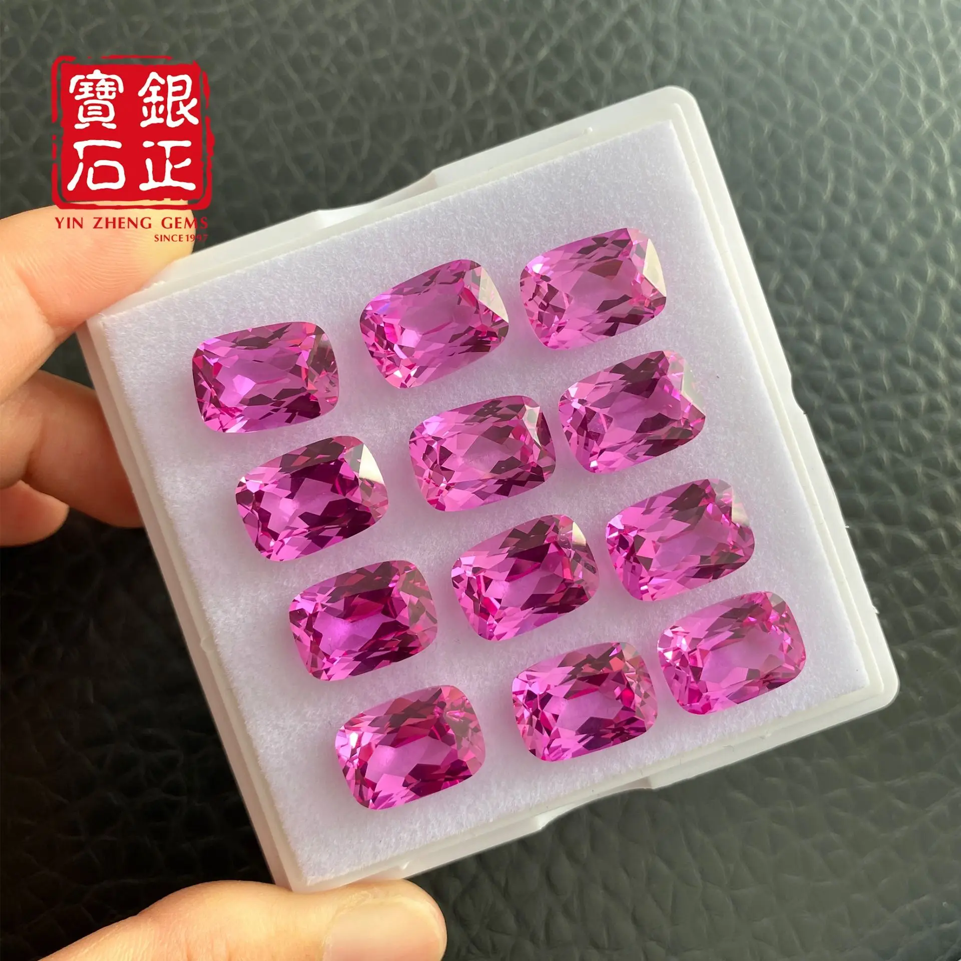 

ChuPing Cushion Shape Flame Melted Can Provide Selectable AGL Certifacate Synthetic Cultivate Pink Sapphire For Jewelry Making