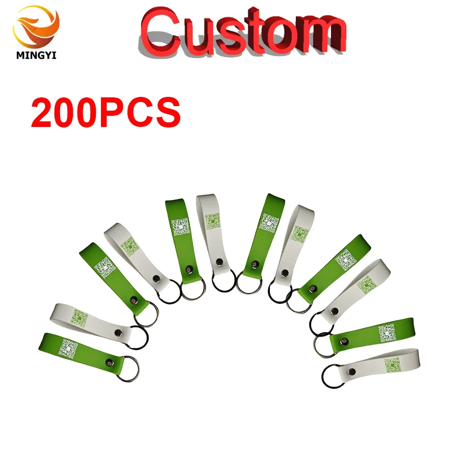 

200PCS Custom 20mm Widened Silicone Keyrings Customizable QR Code Personalized Customized Rubber Keychains ID Keytags Car LOGO
