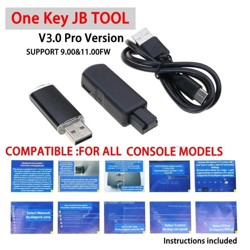 Geavanceerde Tool Mod Set Systeem Update Accessoireset voor P4 V3.0 Consoles Firmware 9.0 tot 11.0 Versie met Type C Kabel