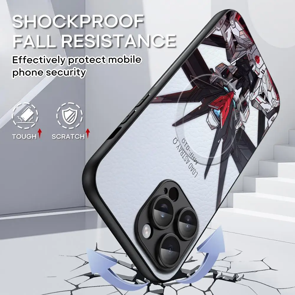 حافظة هاتف رائعة عملاقة G-Gund-am ROBOT لهاتف آيفون 16 15 14 13 12 11 Plus Pro Max فاخرة من جلد الغنم Magsafe