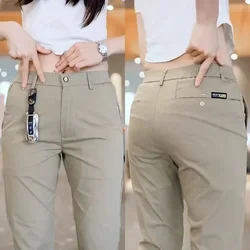 Fashion Slim Korean Pants Men's Thin Business Casual Pants Simple Solid Color Straight Stretch Trousers Male  Sweatpants