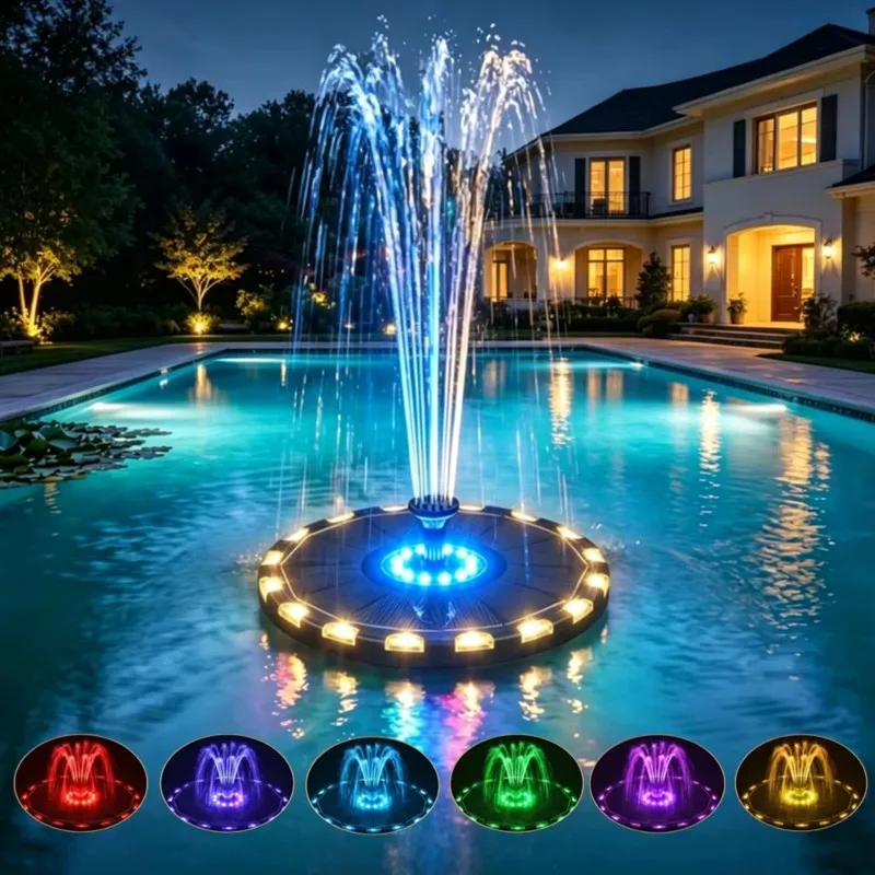 ABMH-Solar Fountain Light 7 Color 3.5W Outdoor For Garden Water Pump Kit For Indoor Pond Bird Bath Fountain