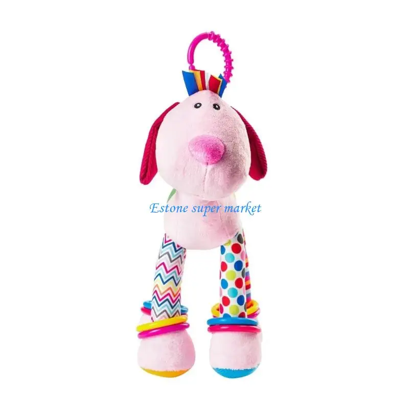 090B Sensory Baby Bed Crib Mobile Cartoon Giraffe Plush Toy with Teether Rattle Soothing Pendant for Stroller Car view 2