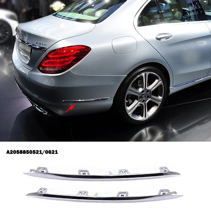 

Задние двухсторонние хромированные детали для Mercedes Benz C Class W205 C220 C250 C300 2014 A2058850521 A2058850621