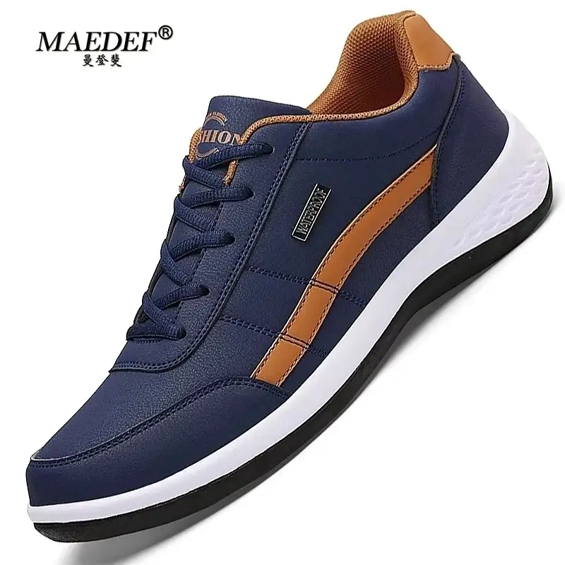 Maedenf sapatos para homens tênis de couro à prova dwaterproof água casual confortável tênis masculino rendas até calçados vulcanizados homem sapato masculino