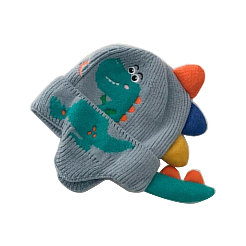 Gorro punto dibujos animados para niños, gorro dinosaurio, gorros invierno cálidos y modernos para niños y niñas