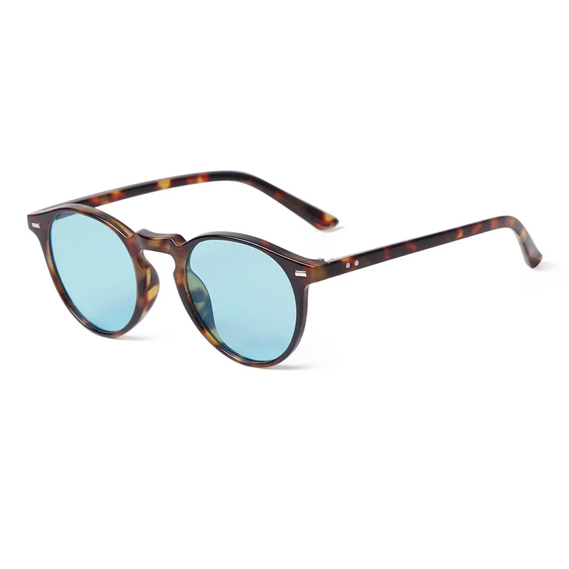 Gafas de Sol Redondas Vintage de Moda para Hombre y Mujer, Diseño de Marca Retro con Remaches, Lentes Amarillas y Azules, Gafas de Sol Cuadradas para Hombre y Mujer