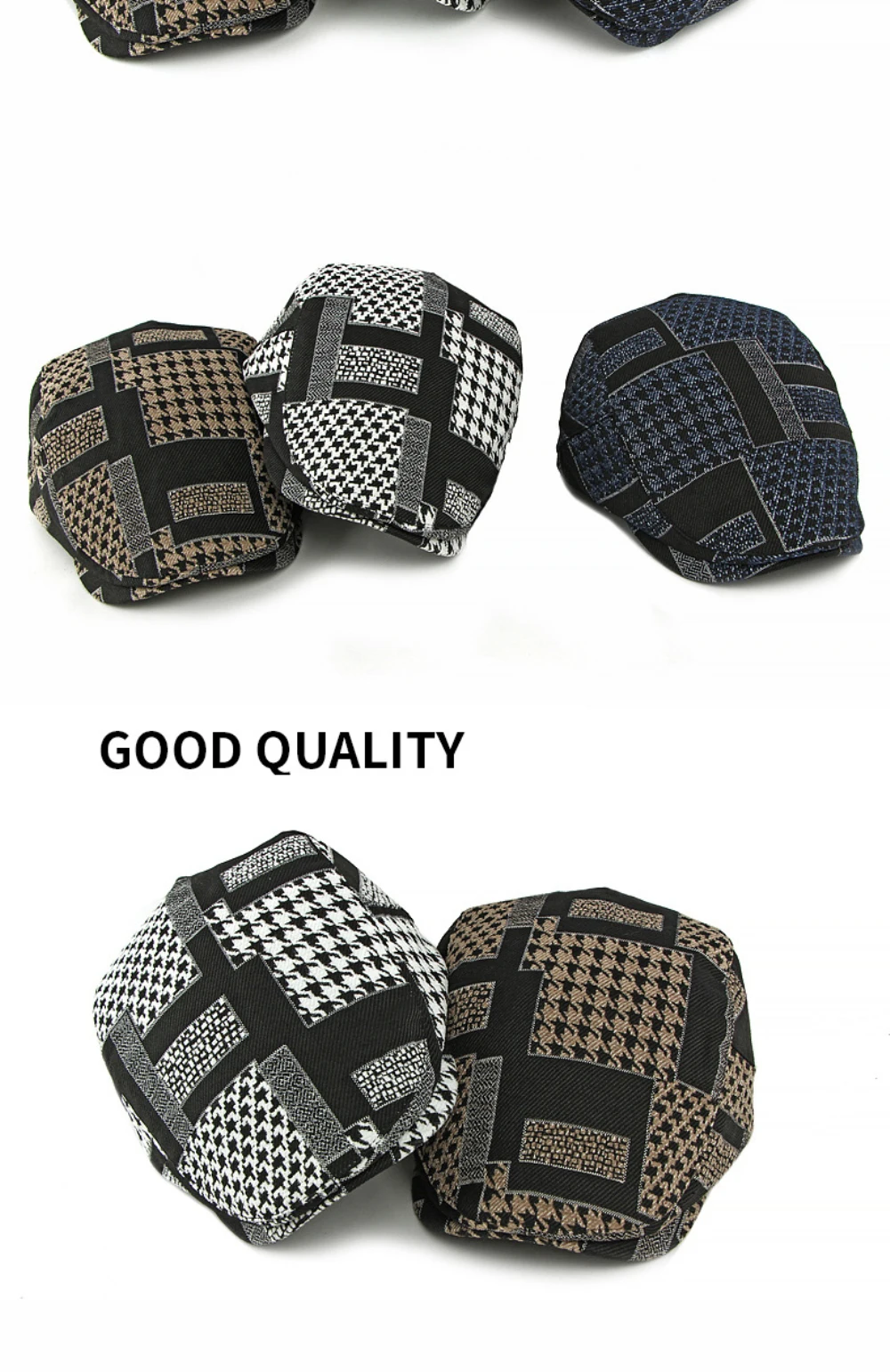 HT4882 Herren Berets Frauen Vintage Plaid Künstler Maler Baskenmütze Hut Neue Herbst Winter Baskenmütze Kappe Männlich Weiblich Einstellbare Ivy Flache Kappen – Detail 2