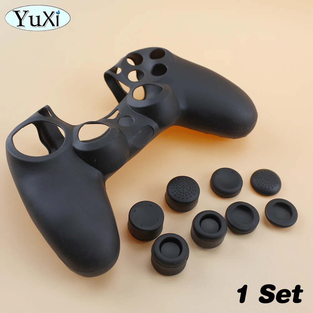 1Set Anti-slip Silicone Cover For PS4 Protective Skin Case For PlayStation 4 Controller Thumbstick Grips Cover Caps Accessories