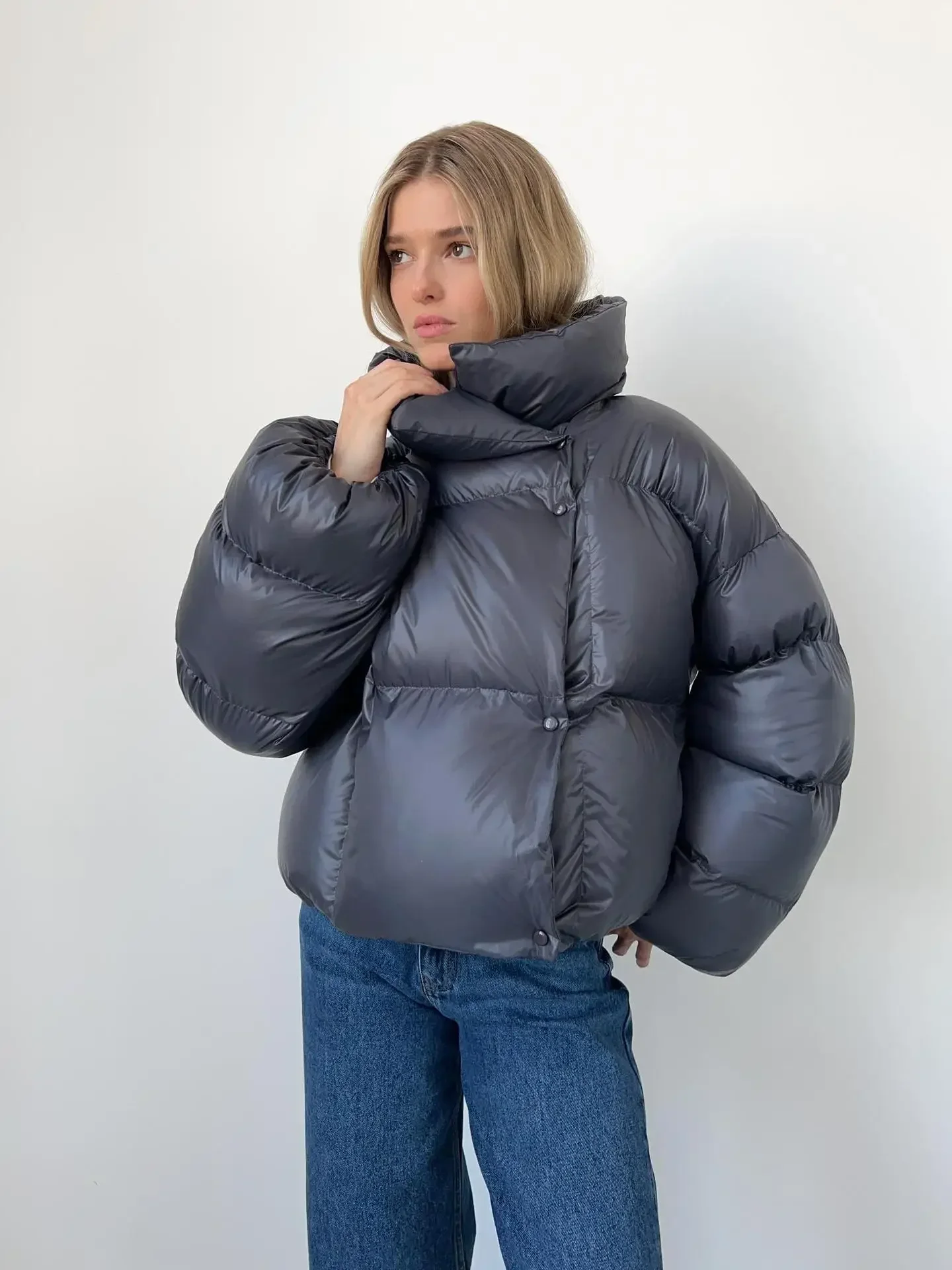 Winter Coat Warm Hooded Cotton Puffer Jackets Women\'s Loose Parkas Coat Vintage Bread Jacket Outwear Office Lady Quilted Jacket