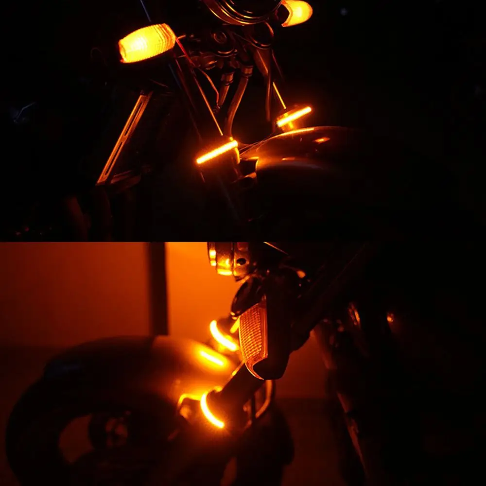 Electric bike flexible Vorderrad gabel LED Lampen streifen drehen Blinker gelbe Farbe Beleuchtung Motorrad Blinker Licht