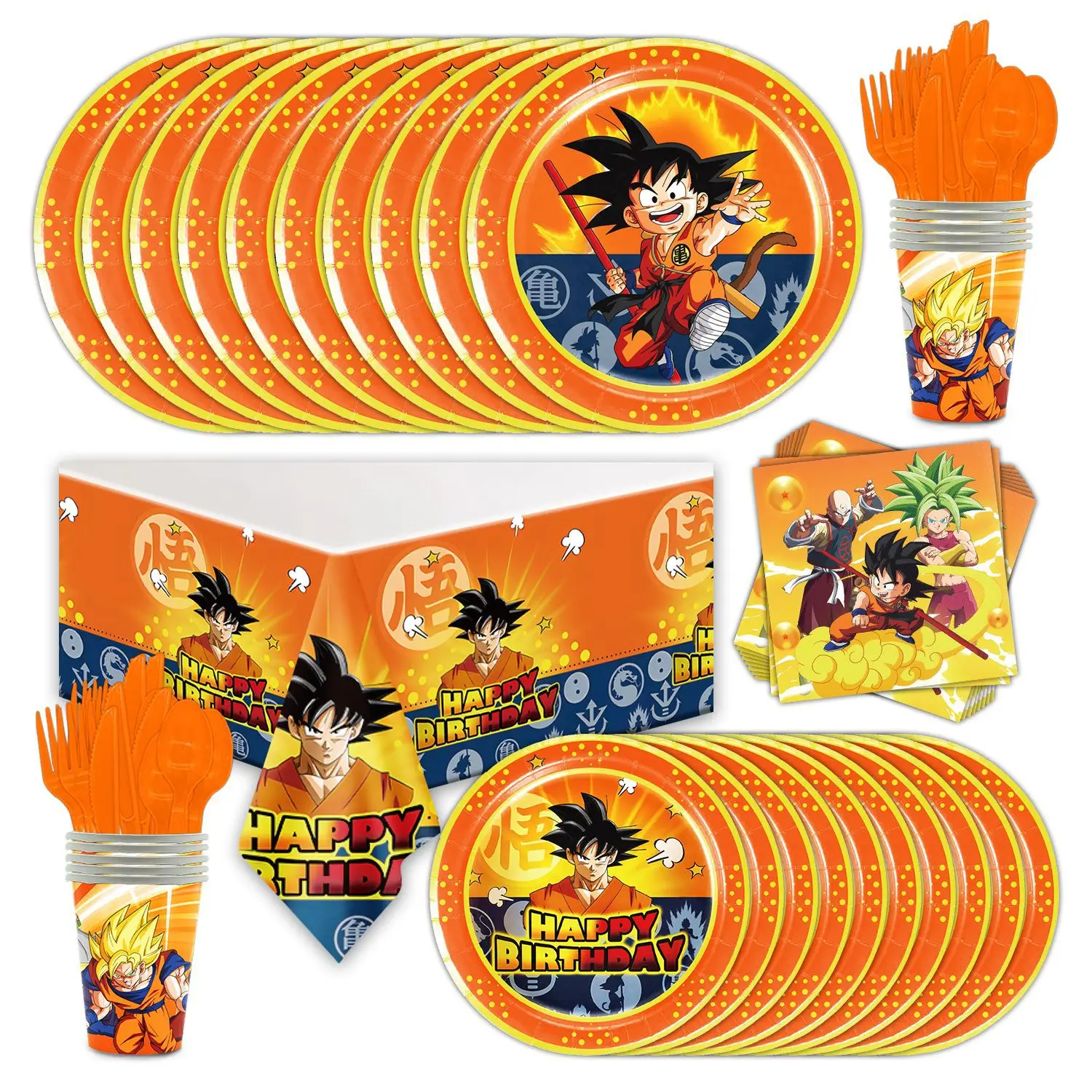 Goku Dragon Ball decoración de cumpleaños mantel vaso de papel plato servilleta regalos bolsa vajilla desechable niños Baby Shower Kit fiesta