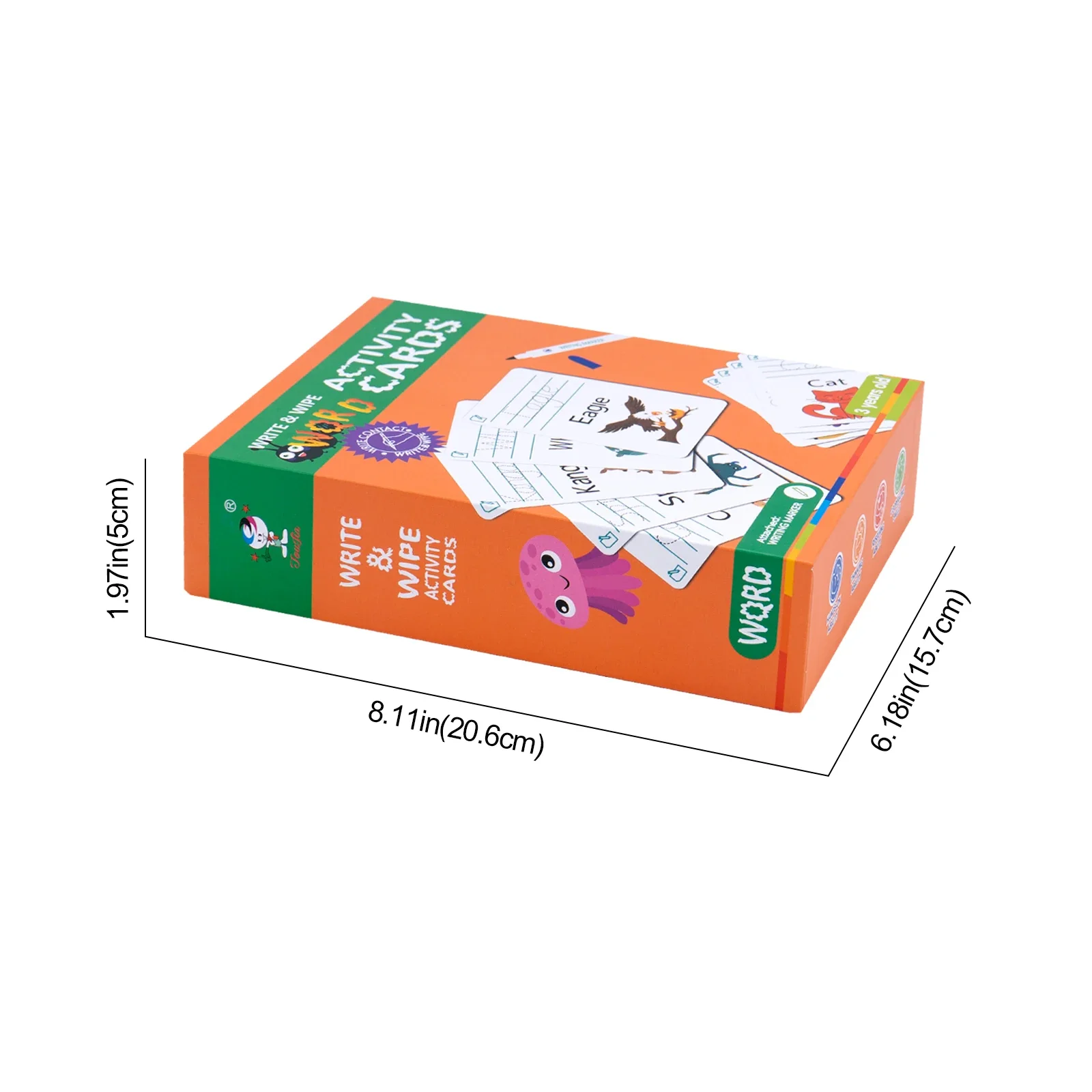 Tarjetas didácticas de aprendizaje de palabras en inglés de dibujos animados, tarjetas de práctica de palabras para niños, juguetes educativos para edades tempranas, regalos para chico