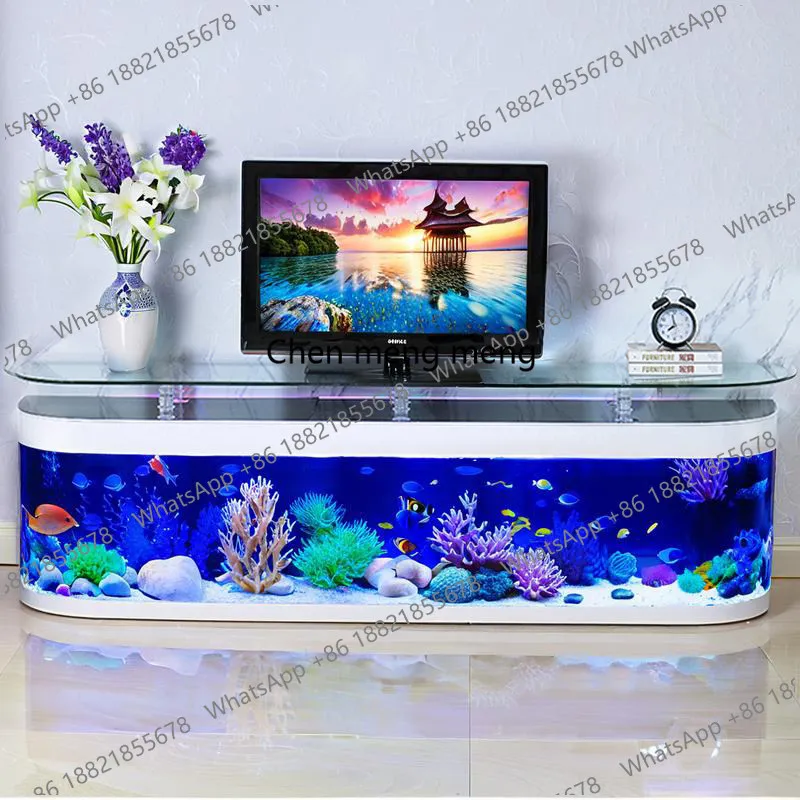 

Европейский стеклянный аквариум для золотых рыбок, напольный, для гостиной, домашний, экологичный, безводный аквариум.