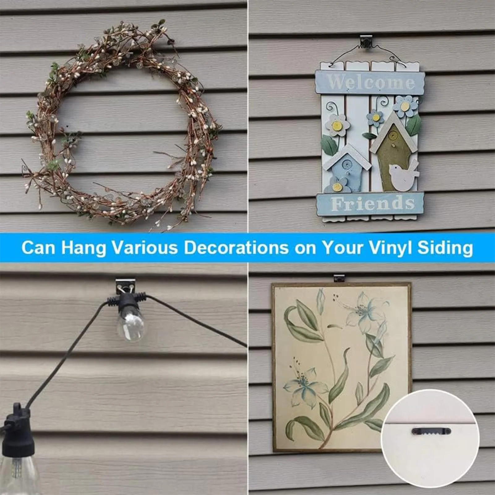 Stainless Steel Vinyl Siding Hooks No Deformation Industrial Hooks Siding Clips Suitable for Holiday Themed Party