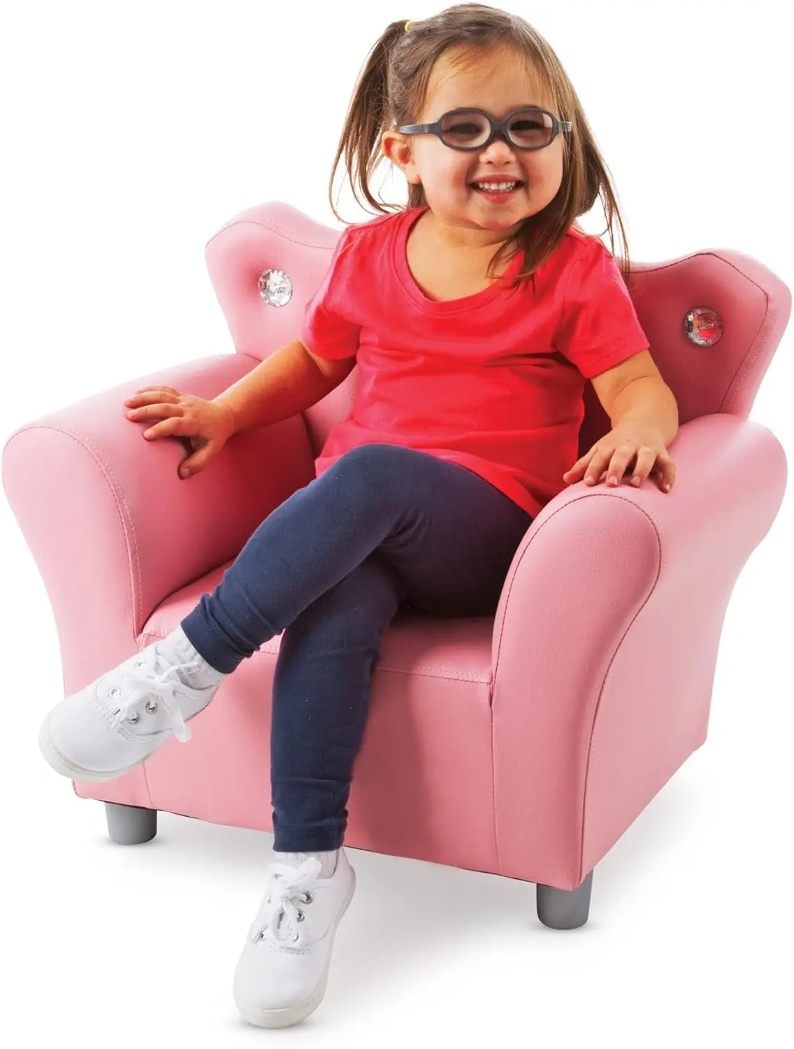 Leather Child’s Crown-Back Armchair (Kid’s Furniture) - Princess Chair For Toddlers, Children's Furniture, Pink Chair For Kids