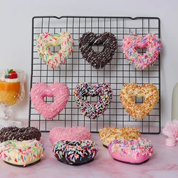 6PCS/Set Heart Shaped Doughnuts Dessert Wedding Party Decoration Cake Decoration Photography Professional Simulation Cake Model