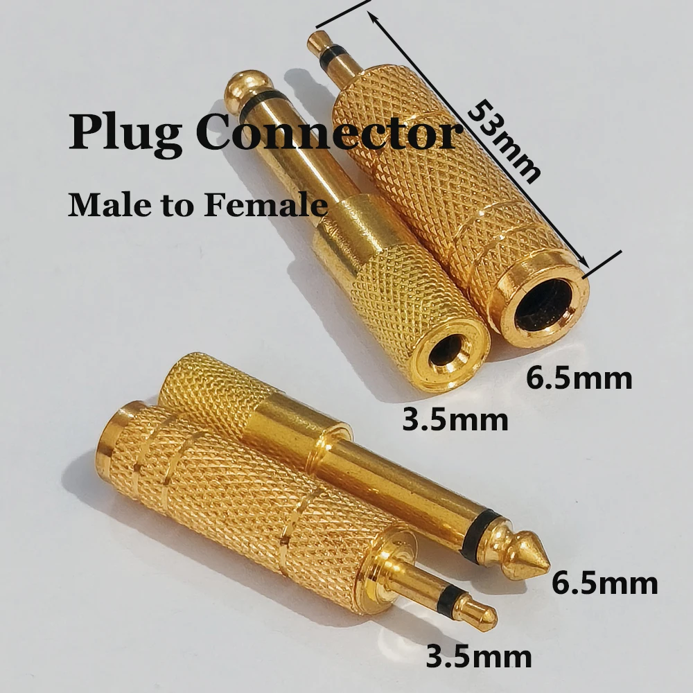 1/5 Stück vergoldeter Mono-Audio-Klinkenadapter, direkt ab Werk, 3,5 mm Stecker/Buchse auf 6,5 mm Stecker/Buchse, Mikrofon-Steckverbinder – Detail 1