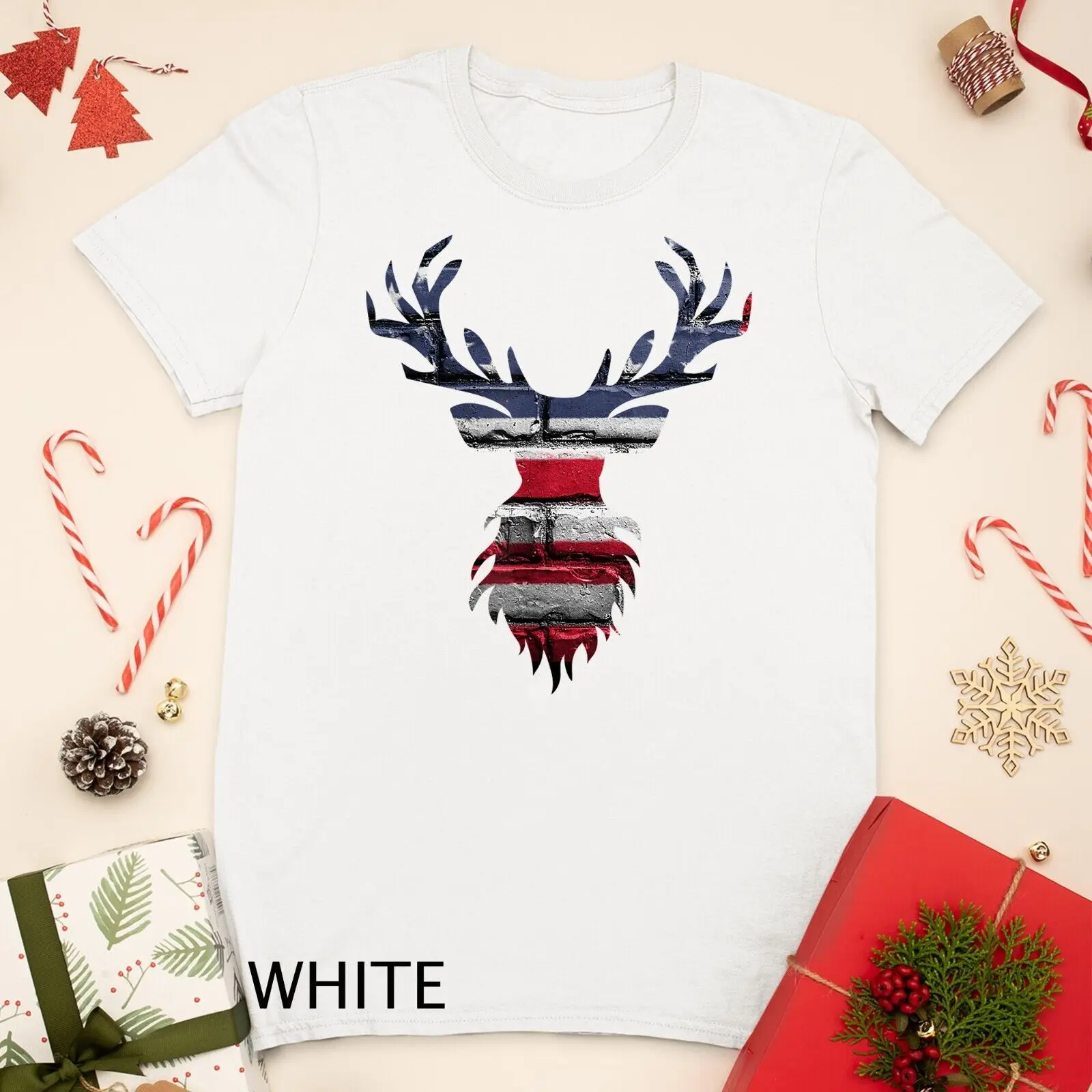 Christmas Reindeer With American Flag T-Shirt Unisex T-shirt