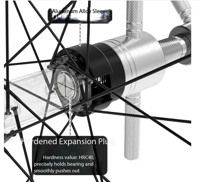 Bicycle hub bearing puller kit, hub tower base repair kit, multi-size chuck, built-in thrust bearing, aluminum suitcase
