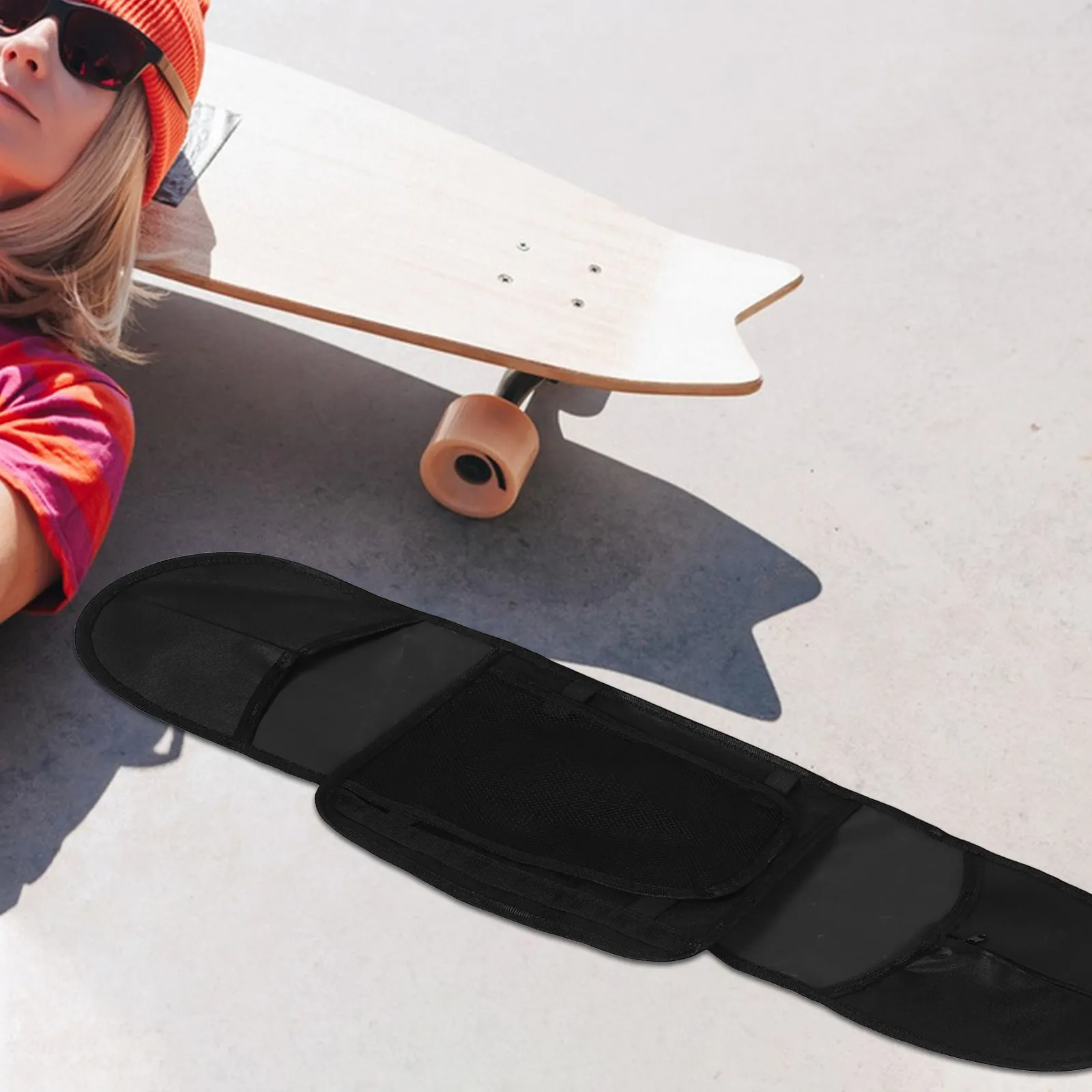 

Skateboard Storage Pouch Multi-Use Shoulder Sling Bag Long-Lasting Fabric Wide Adjustable Strap Stylish Minimalist Look