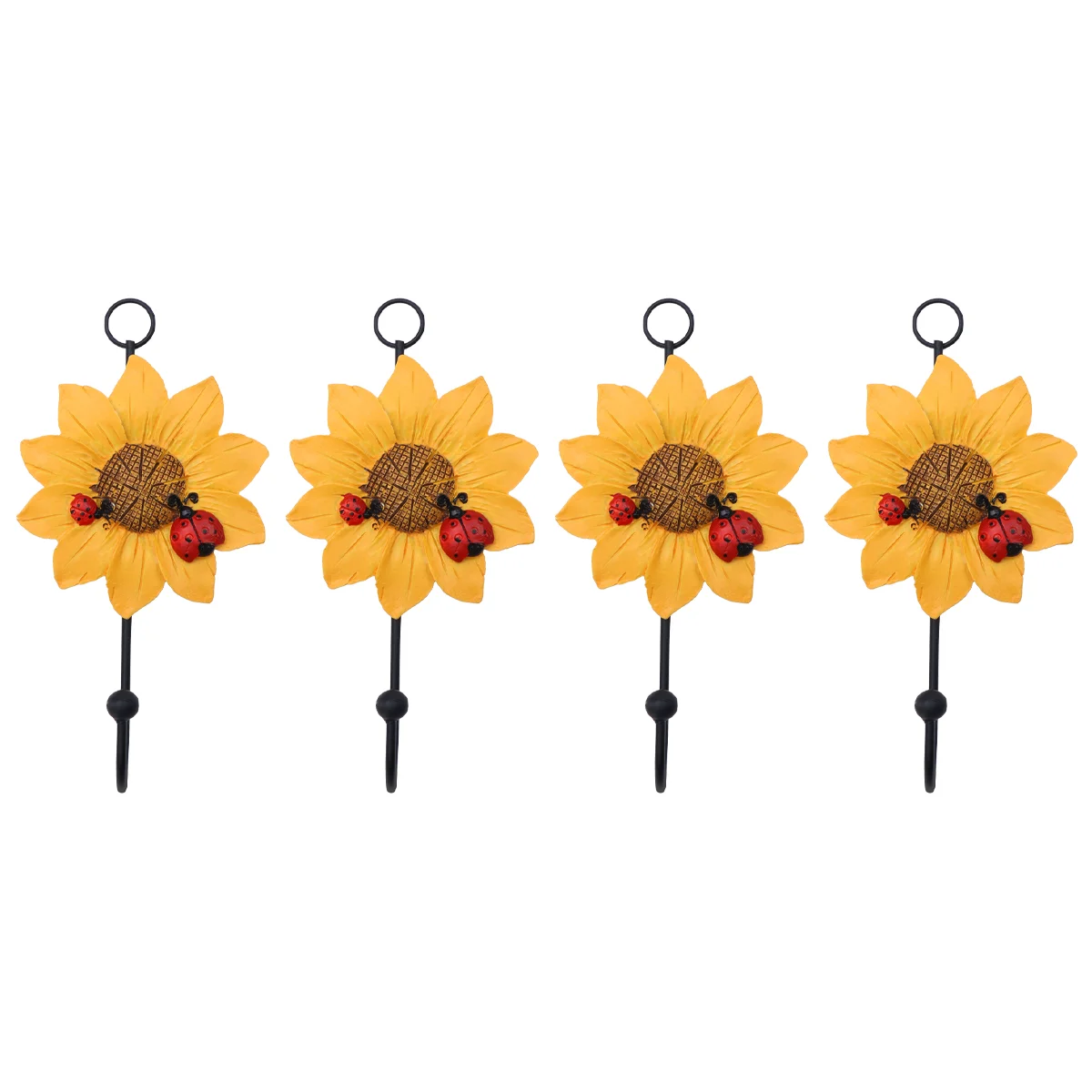 4 Pcs Wall Mounted Clothes Hanger Resin Hooks Sunflower Daisy Decorative Hanging for Decorations