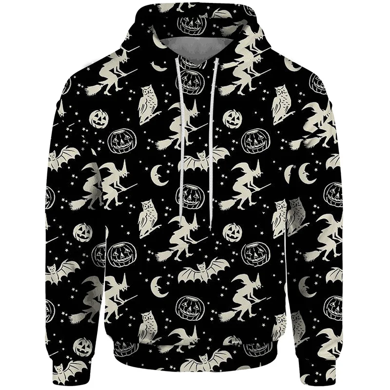 

Halloween Pumpkin Pattern Hoodies Fashion Trend Long Sleeve Ghost Bat 3D Printed Pullovers Mens Kids Casual Street Loose Hoody