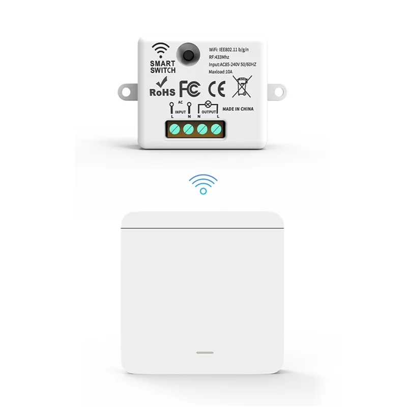 ABKQ-2X interruptor de pared de luz inalámbrico receptor de relé RF 433Mhz con interruptor de Panel 1X1gang Control remoto LED para lámpara LED