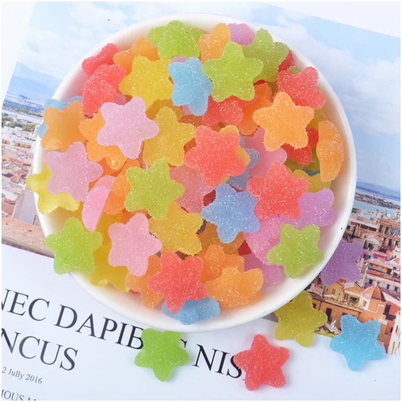 10pcs Sugar Love/Bear/Stars Nail Art Decorations 3D Kawaii Gradient Gummy Bear Nail Charms DIY Manicure Nails Design Accessories