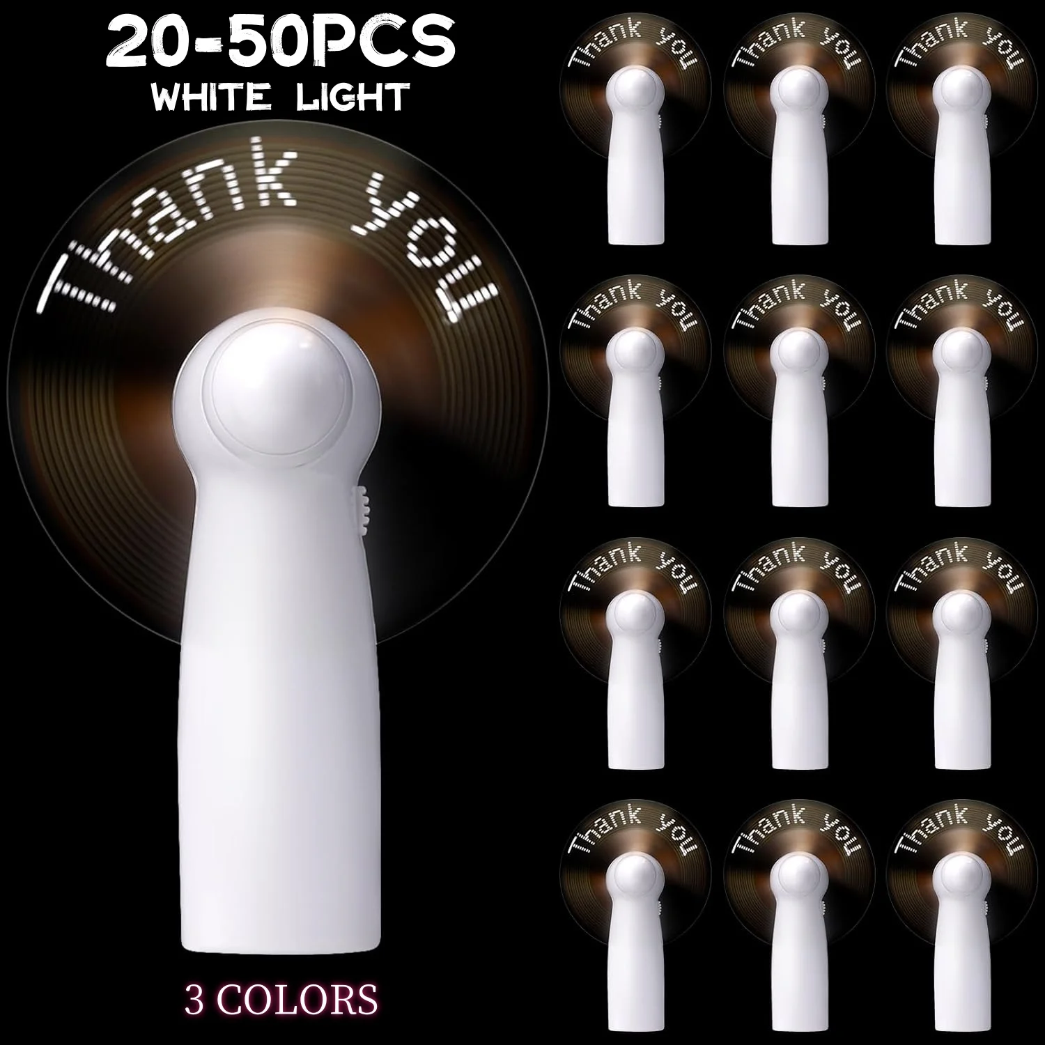 20-50PCS Thank You Fans for Guests LED Mini Fans Bulk Wedding Bridal Party Favors LED Personal Fan Wedding Birthday Gifts