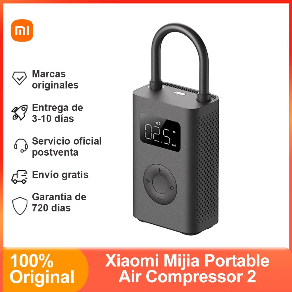 Xiaomi Compresor de aire eléctrico portátil, Mijia Inflador 2, inflador de neumáticos para vehículos,Mini Bomba de aire, adecuado para automóviles,