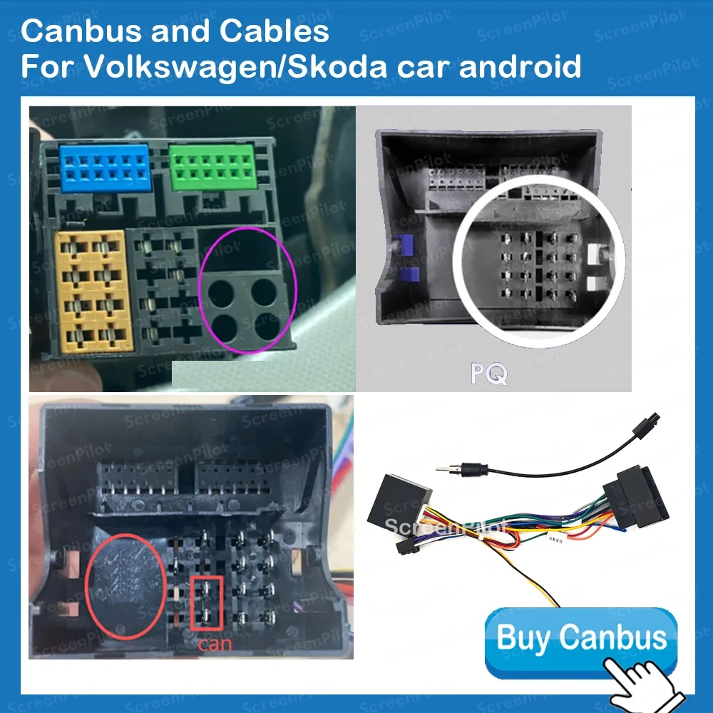 For Volkswagen Skoda car android Adapter CAN Bus Decoder SWC Plug&Play Android Radio car Accessories Plug&Play Canbus and Cable