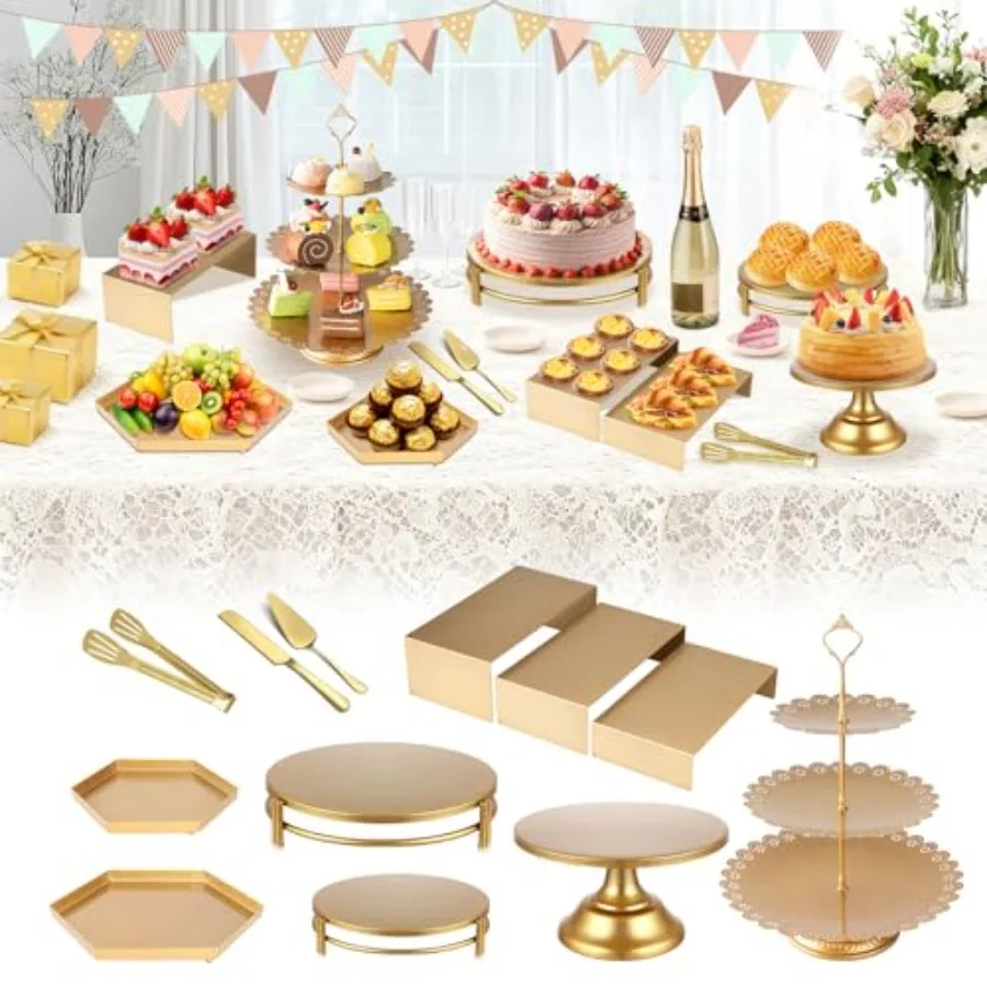 

12 PCS Gold Cake Stand Set, Dessert Table Display Set with Metal Cupcake Stand and Cake Stands for Party, Wedding, Birthday, An