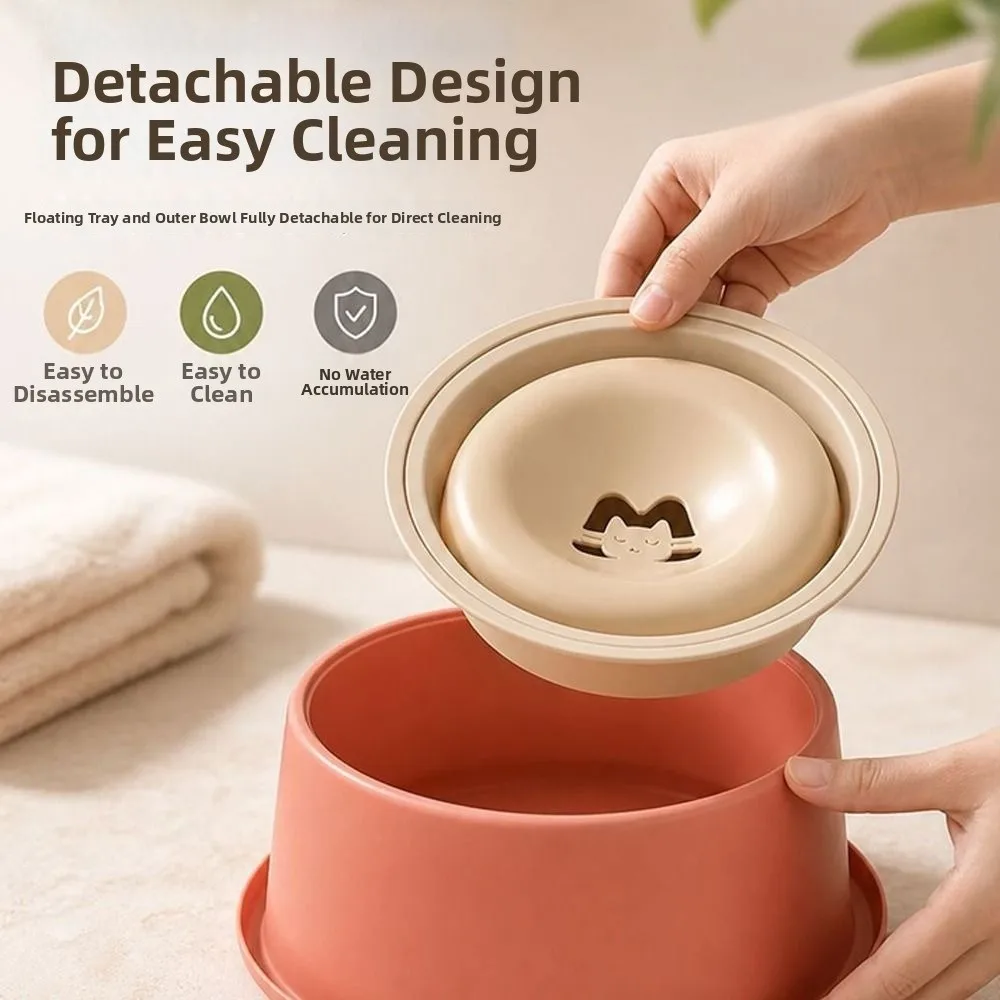 Food-Grade Large Capacity Slow Feeder Bowl Non-Slip Floating Bowl Pet Water Bowl Easy Clean Anti-Messy Pet Feeding Dish Cat Use