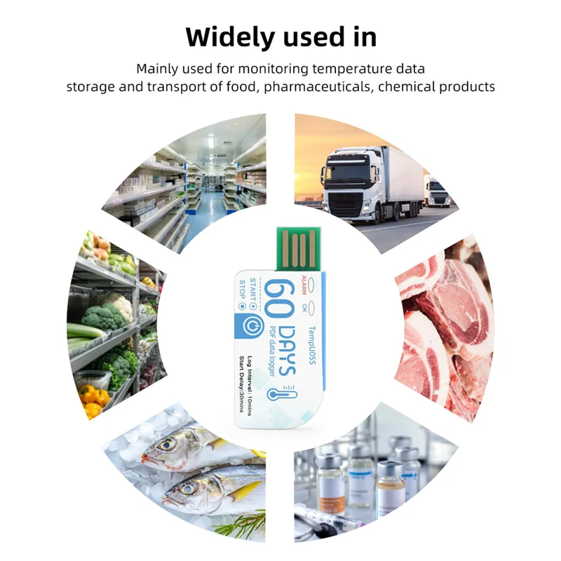 ABKQ-10Pcs Tempu05s USB อุณหภูมิ Data Logger 60 วันใช้เครื่องวิเคราะห์อุณหภูมิรายงาน PDF USB อุณหภูมิ Logger