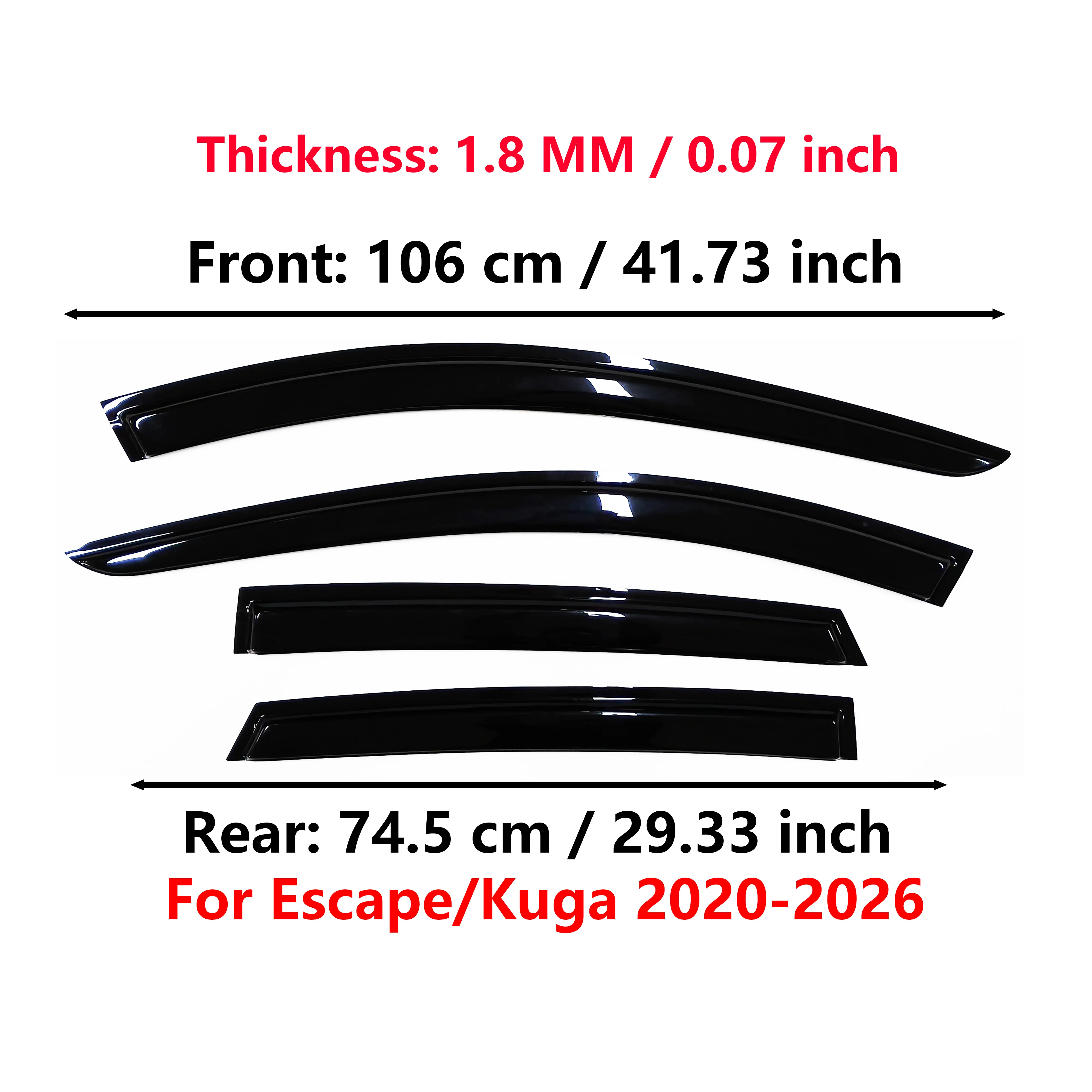 Window Visor for Ford Escape/Kuga 2020-2026| 4pcs Rain Guard Wind Deflector| Car Weather Shield Accessory