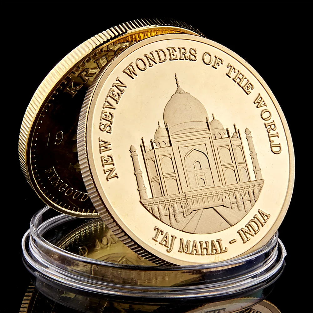 2017 Asian India Taj Mahal World New Seven Wonders Plated Gold Coin Medal For Collection