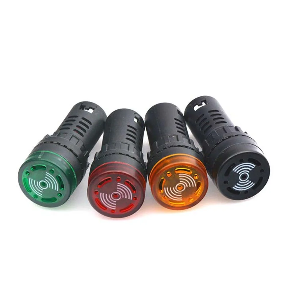 1Pc AD16-22SM 22mm Buzzer Flash LED Beep Alarm Indicator Light Signal Lamp Flashing Buzzer DC12V-110V AC 220V Intermittent Sound