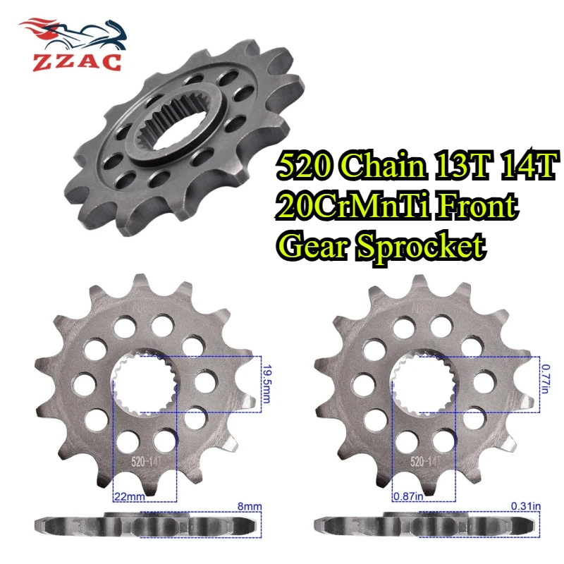 520 Chain 13T 14T 20CrMnTi Front Gear Sprocket For Honda CR125 R CR125R 2004-2007 CRF250 R CRF250R CRF250 X CRF250X 2004-2017