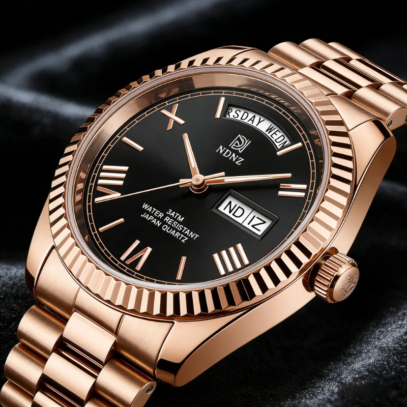NDNZ Fashion Men's Watch Luxury Quartz Watch Date Timer Waterproof Business Men's Watch