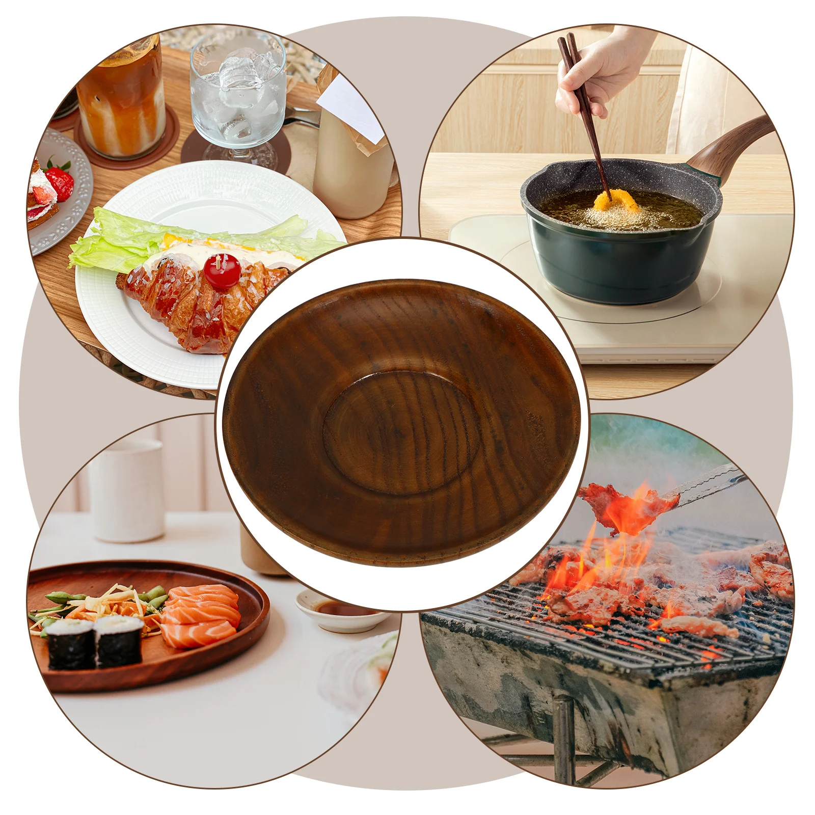 

Small Wood Sauce Plate Multi-Functional Condiments Dish Coffee Cup Coaster for Home Restaurant Kitchen Serving Seasoning Dipping
