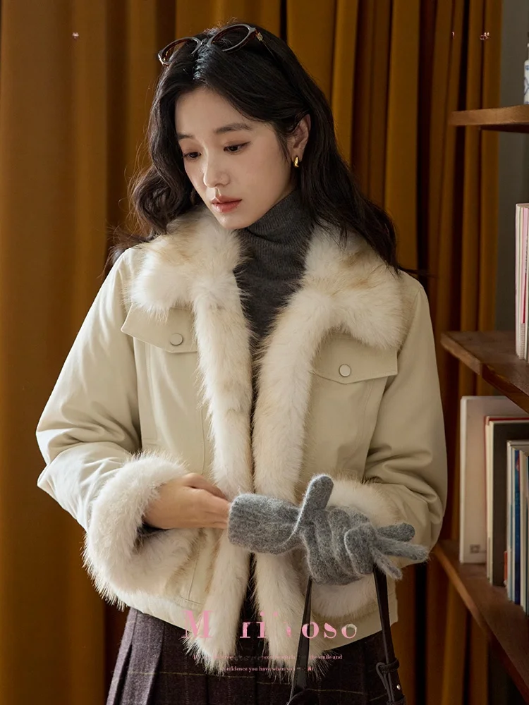 

Женская зимняя свободная парка Moriirose из хлопка с легким бежевым пушистым ворсом, на одной пуговице, для повседневной носки