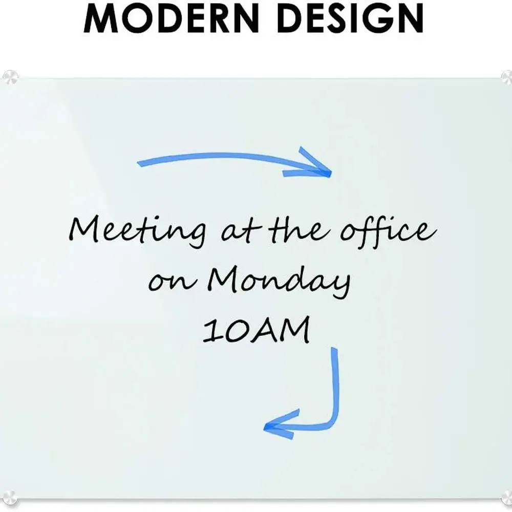 سبورة بيضاء زجاجية مغناطيسية بإطار من الألومنيوم، 36 × 24، مع صينية وأقلام تحديد وممحاة ومغناطيس