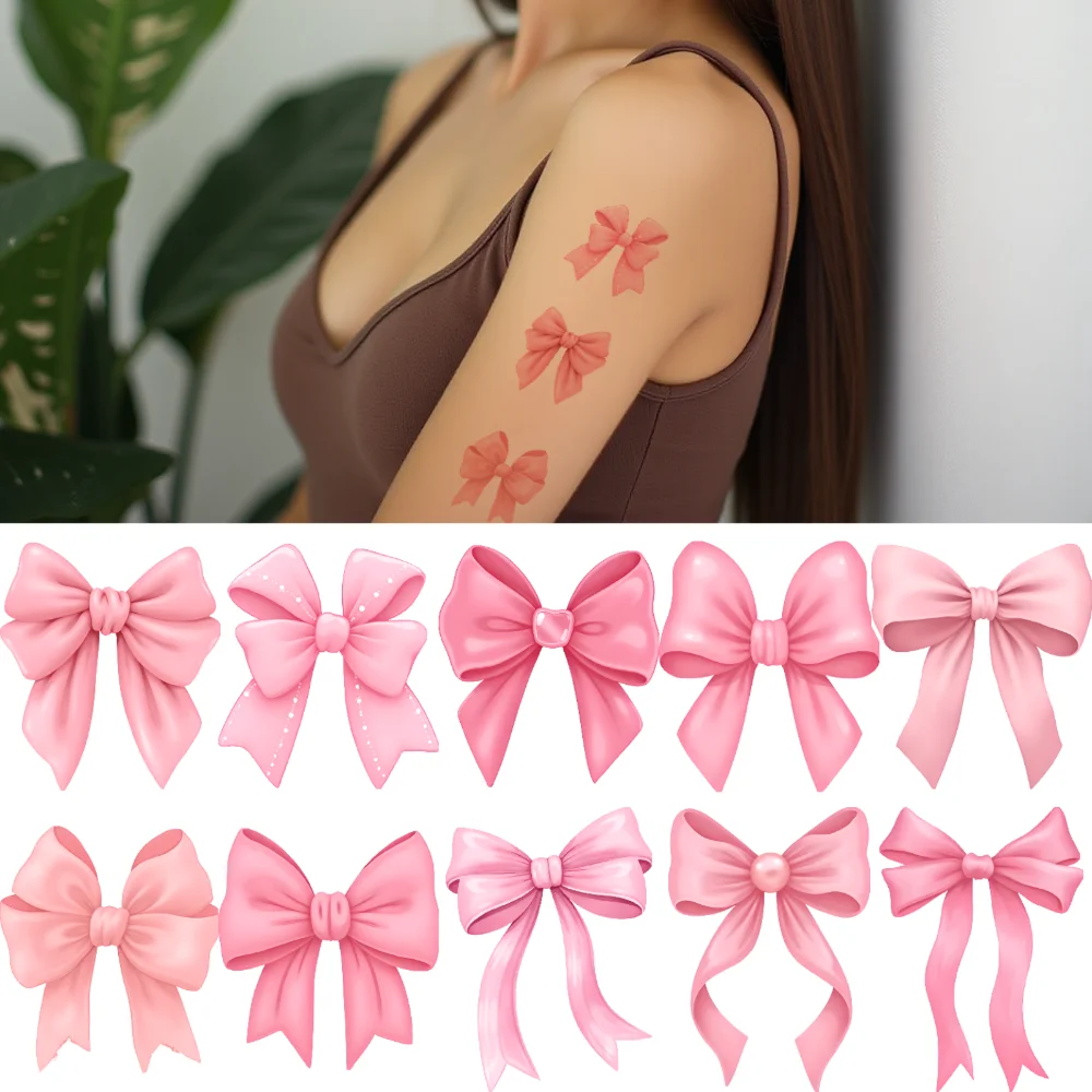 

63pcs Temporary Tattoo Decorative Tattoos Waterproof Long-lasting Body Stickers Ribbon Tattoos Bow Tattoos Cartoon For Women