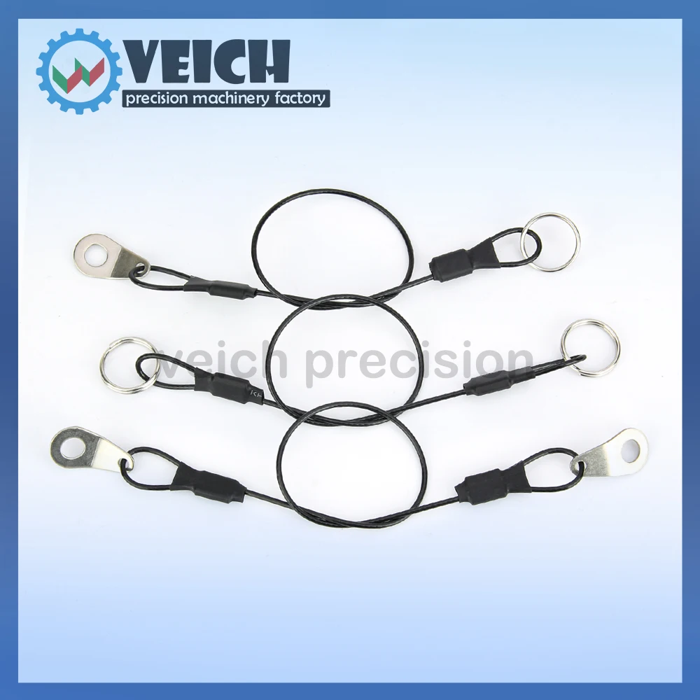 VCN Tali Unti-hilang 150/250/350/450/550Mm 1M/2M Kabel Pengaman Tahan Karat dengan Cincin Kunci dan Gasket PVC 160Mm Kabel Penahan Spiral