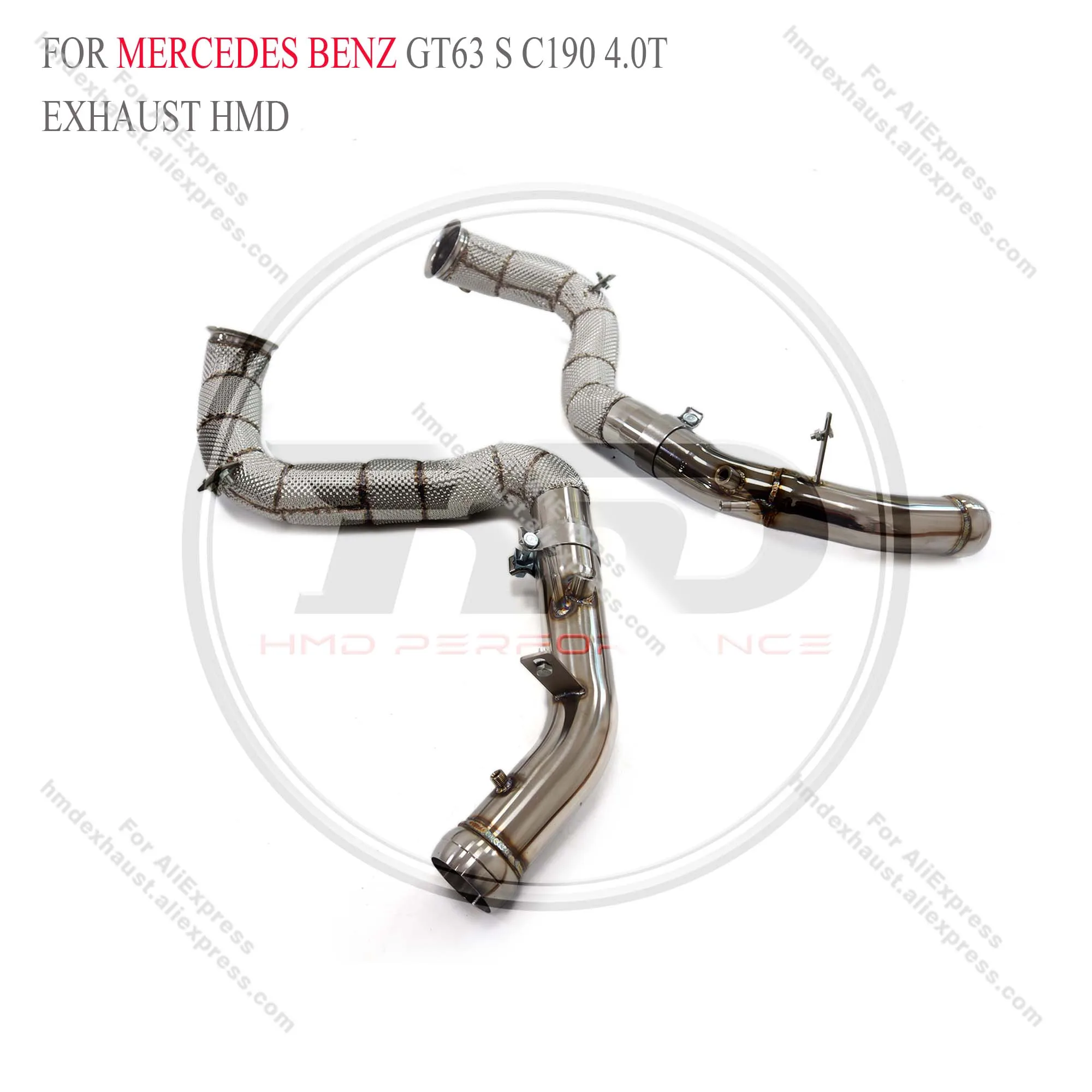 HMD Exhaust System High Flow Downpipe for Mercedes Benz GT63 S C190 4.0T With Heat Shield Pipe