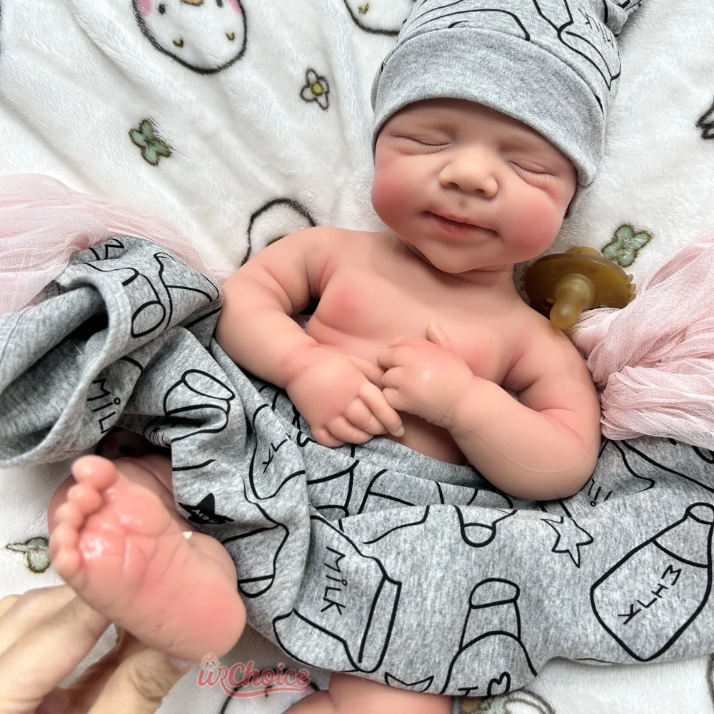 Boca aberta 47cm Pascale corpo inteiro silicone renascido menina/menino com a pele pintada boneca toque suave lavável para o presente de aniversário crianças brinquedo