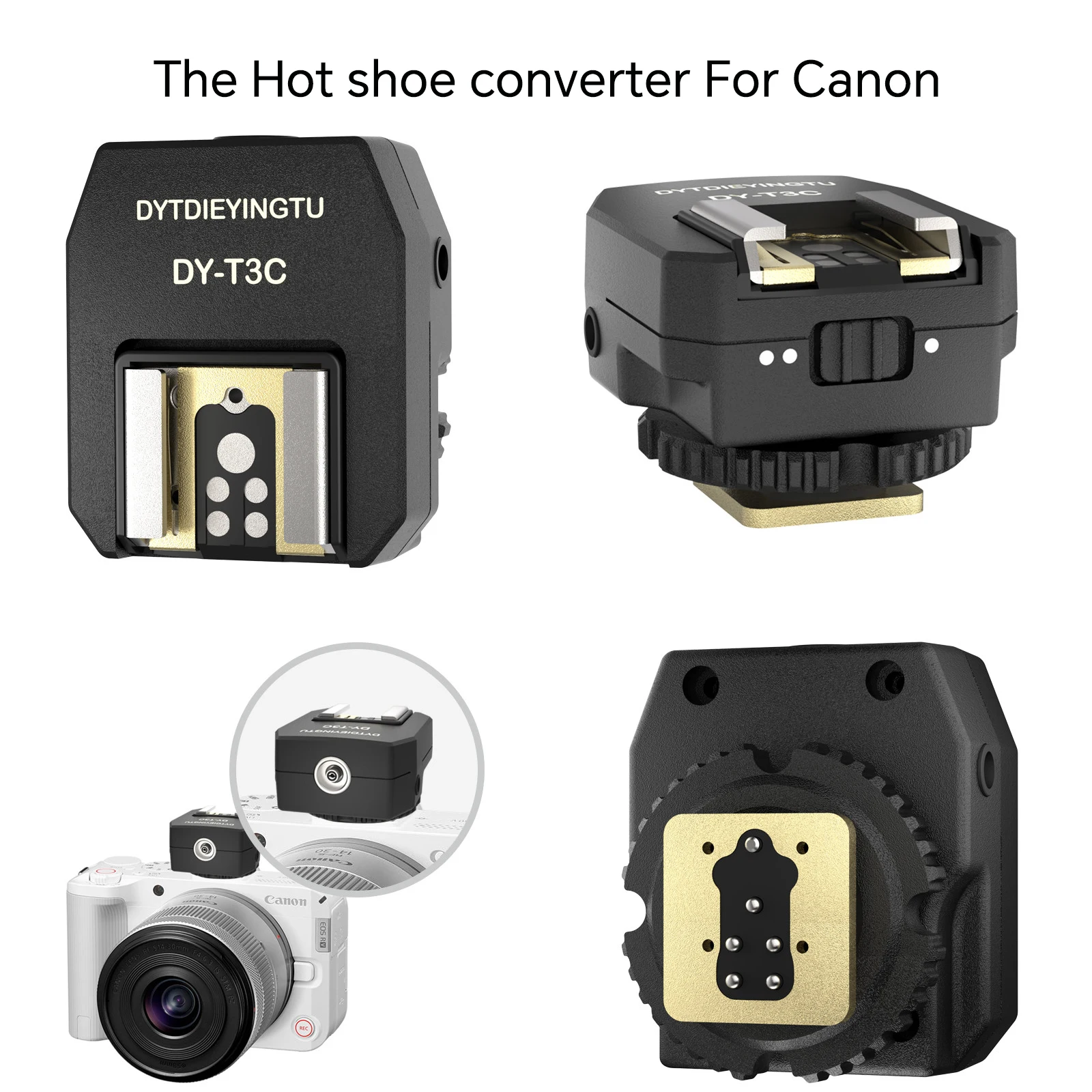 DY-T3C camera multi-functional hot shoe adapter, multi-lamp synchronous flash expansion accessory with PC cable