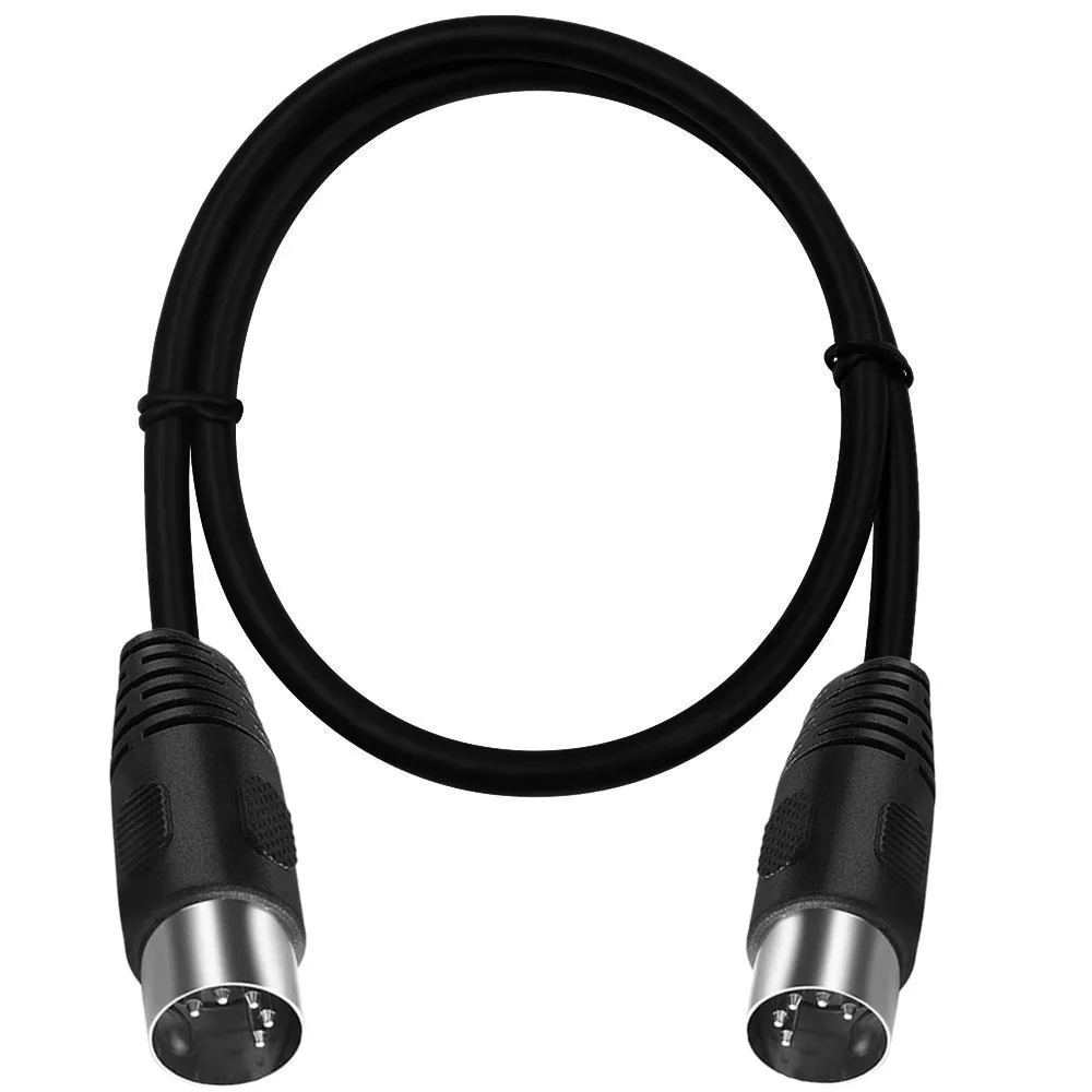 MIDI 5Pin Double 90 Degree Right Angled MIDI Audio Cable DIN Plug Socket Extension Cord Leads Speaker Plug Black 3m/1.5m 0.5m