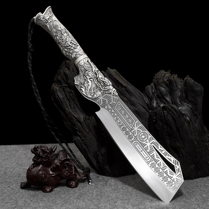 

8-дюймовый Деревянный Нож для измельчения, острый Длинный топор, мачете, Longquan, кухонный нож для нарезания больших костей и птицы, инструменты для приготовления пищи, китайский мессенджер